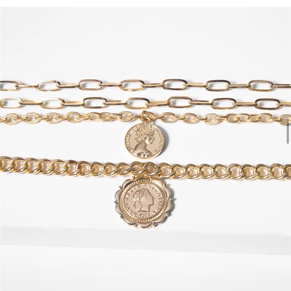 Multi Layer Thick Choker Coin Pendant Necklace - Picture 5 of 6